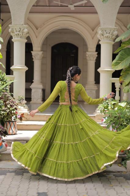 NAVRATRI KA 5047 Leheriya Green  Lehenga choli boutiques in Pune